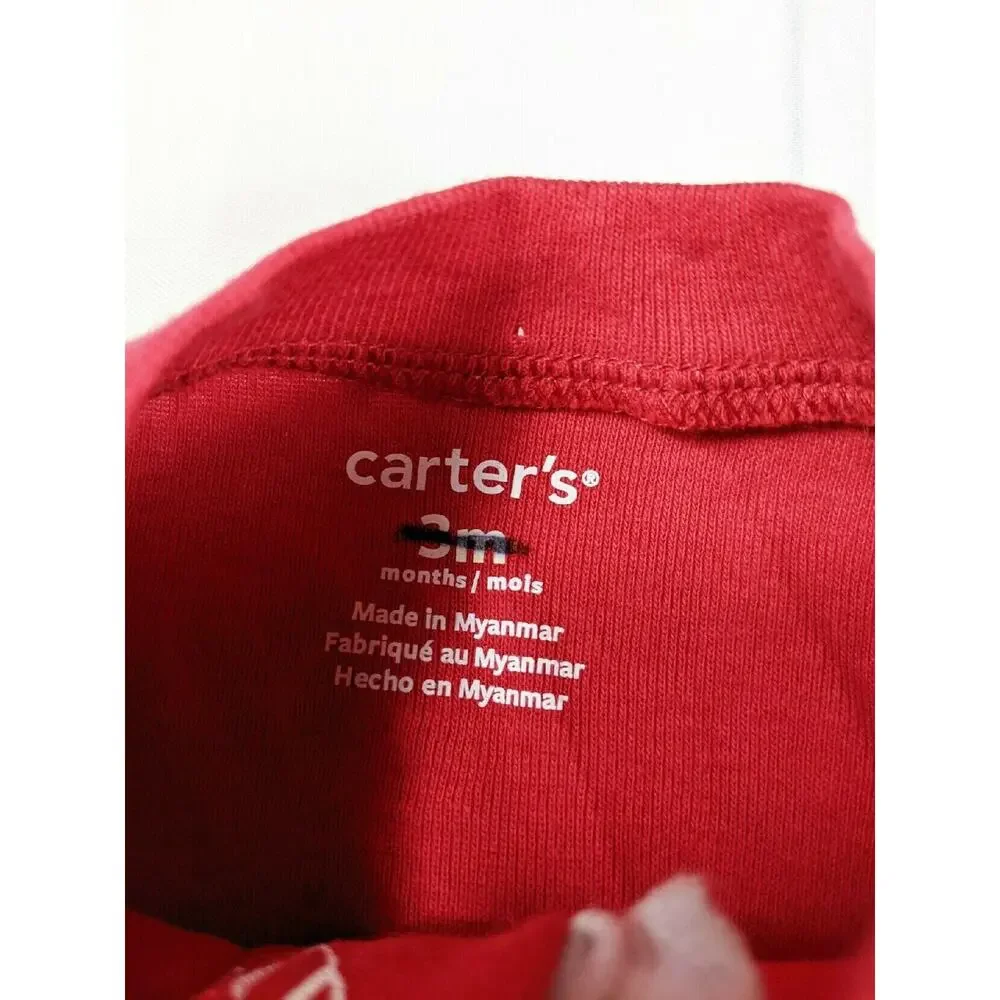 Carter's Red & White Candy Cane Heart One-Piece Pajamas 0-3 Months